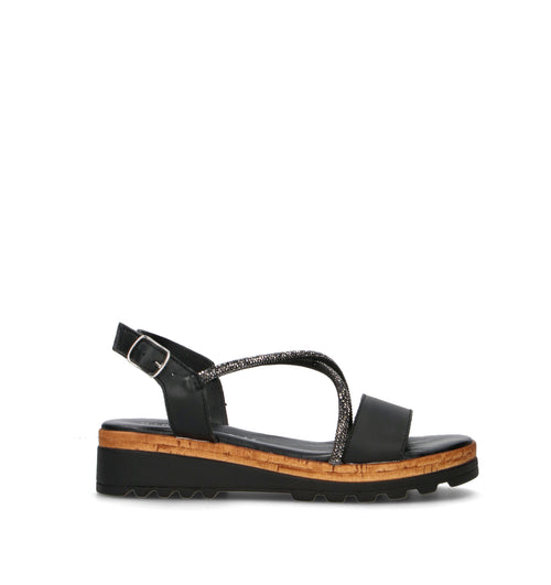MIDELETTE Sandalo donna nero in pelle