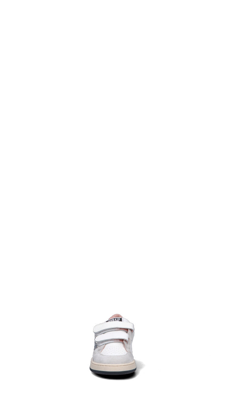 DUEBARRADODICI Sneaker bimba bianca/rosa in pelle