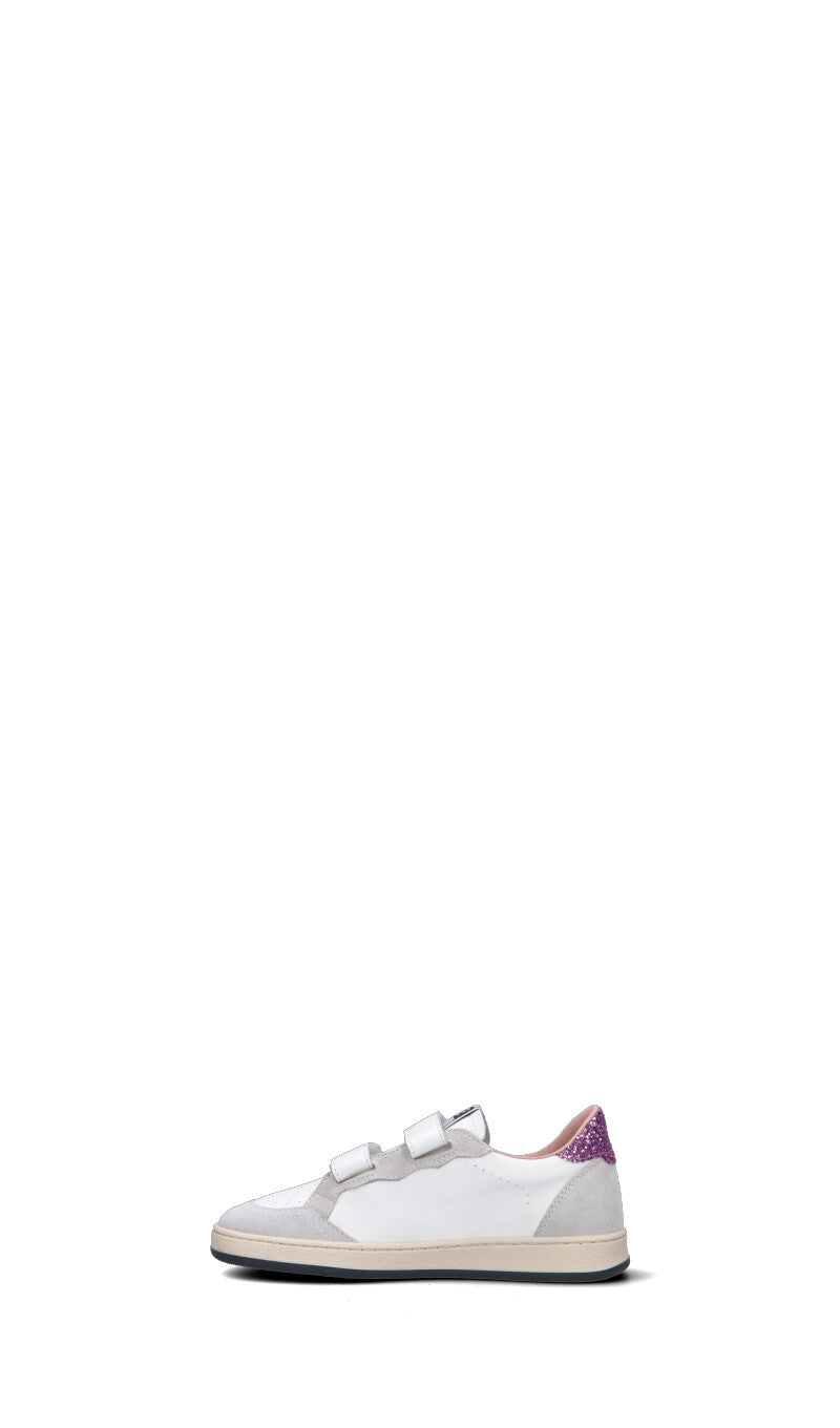 DUEBARRADODICI Sneaker bimba bianca/rosa in pelle