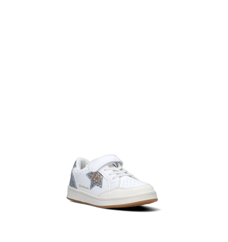 MELANIA Sneaker bimba bianca/argento