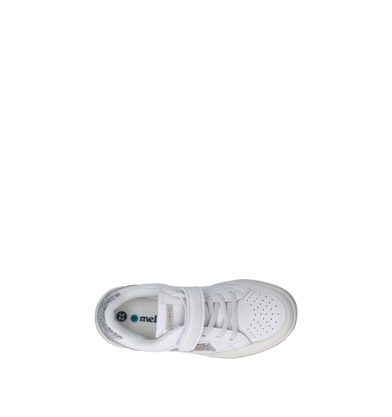 MELANIA Sneaker bimba bianca/argento