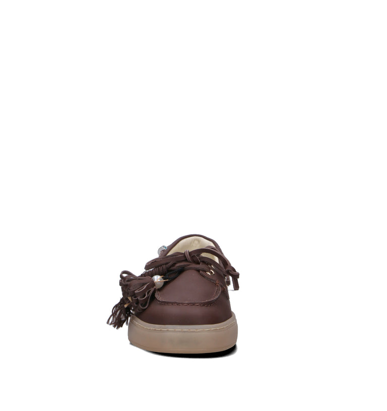 GIO+ Mocassino donna marrone in pelle