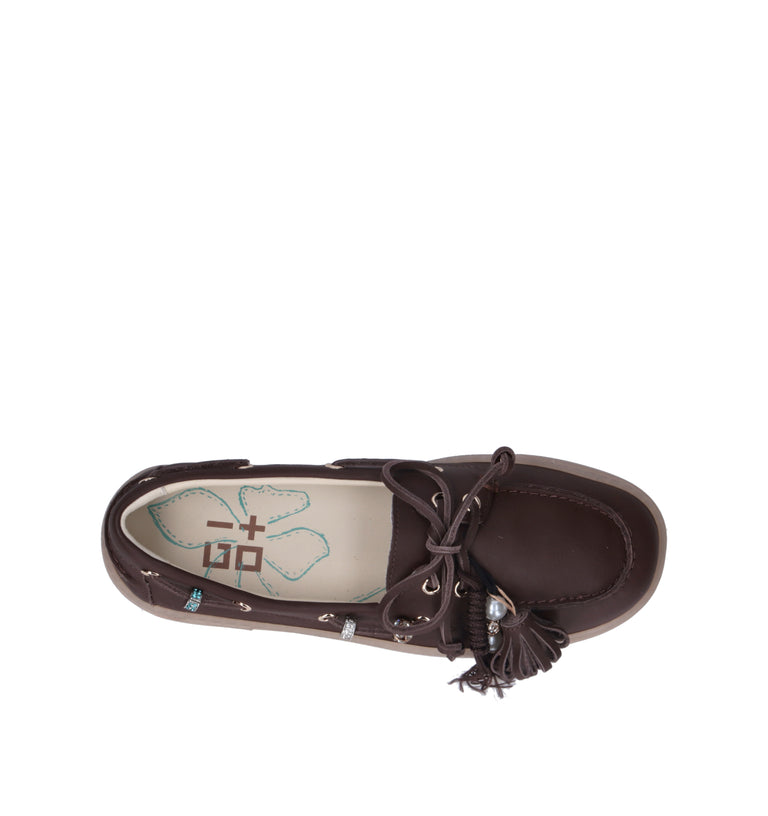 GIO+ Mocassino donna marrone in pelle