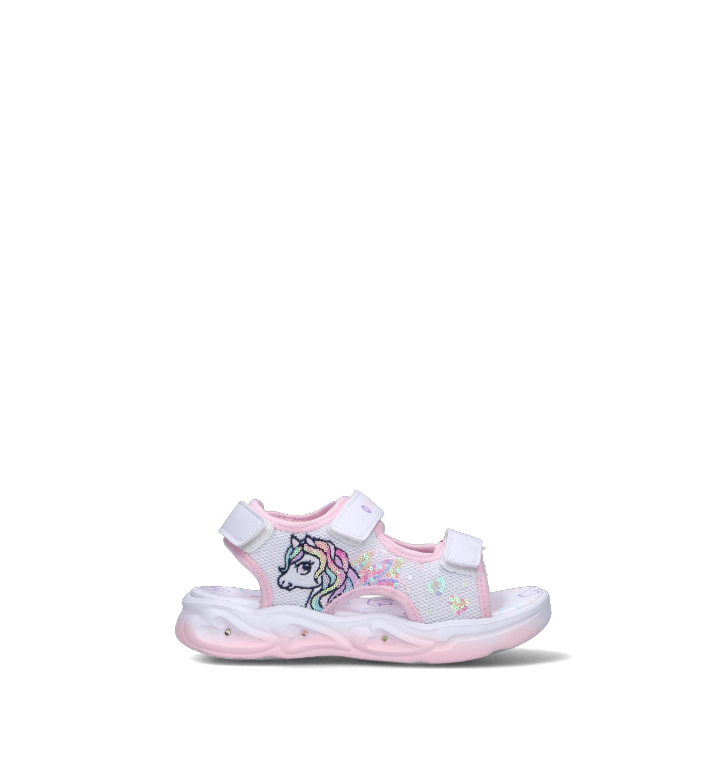 MELANIA Sandalo bimba bianco/rosa con luci