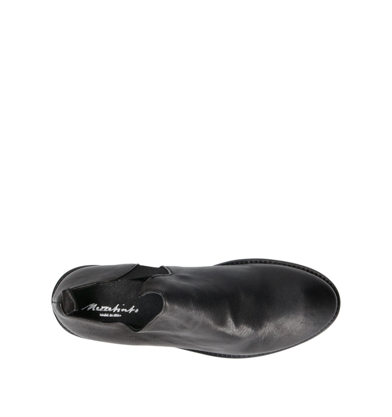 MEZZETINTE Stringata donna nera in pelle
