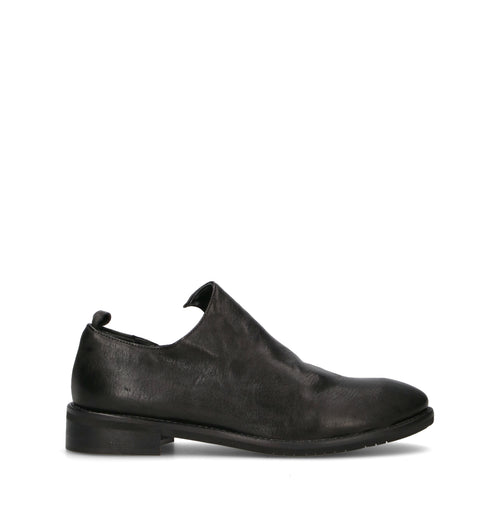 MEZZETINTE Stringata donna nera in pelle