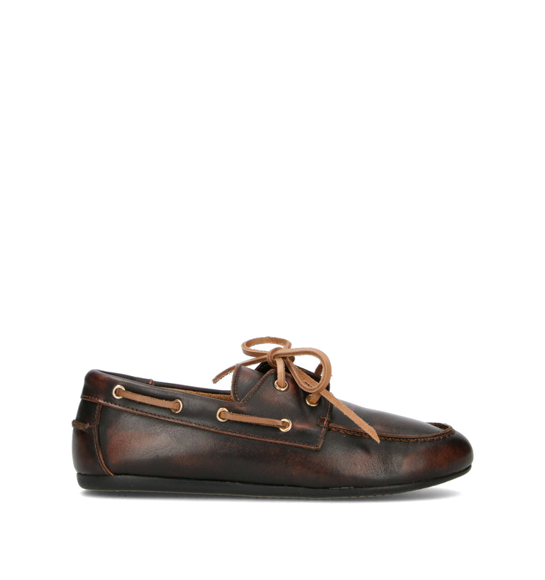 GRAFIA Scarpa barca donna tabacco in pelle