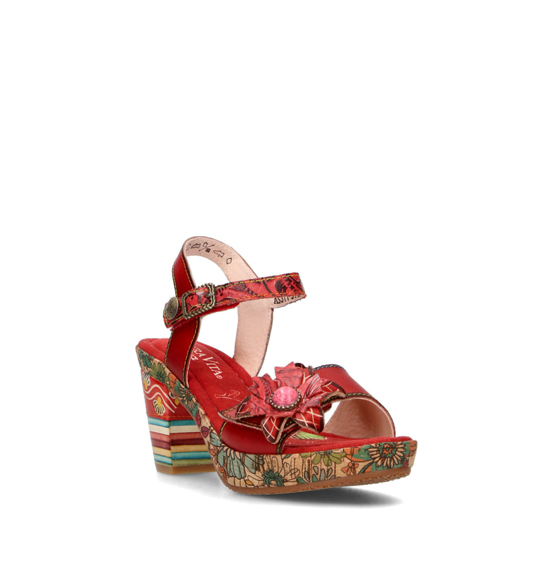LAURA VITA Sandalo donna rosso/multicolor in pelle