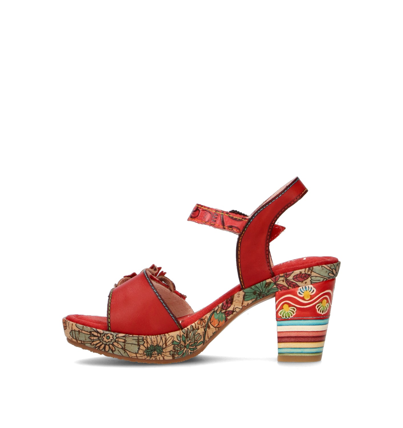 LAURA VITA Sandalo donna rosso/multicolor in pelle