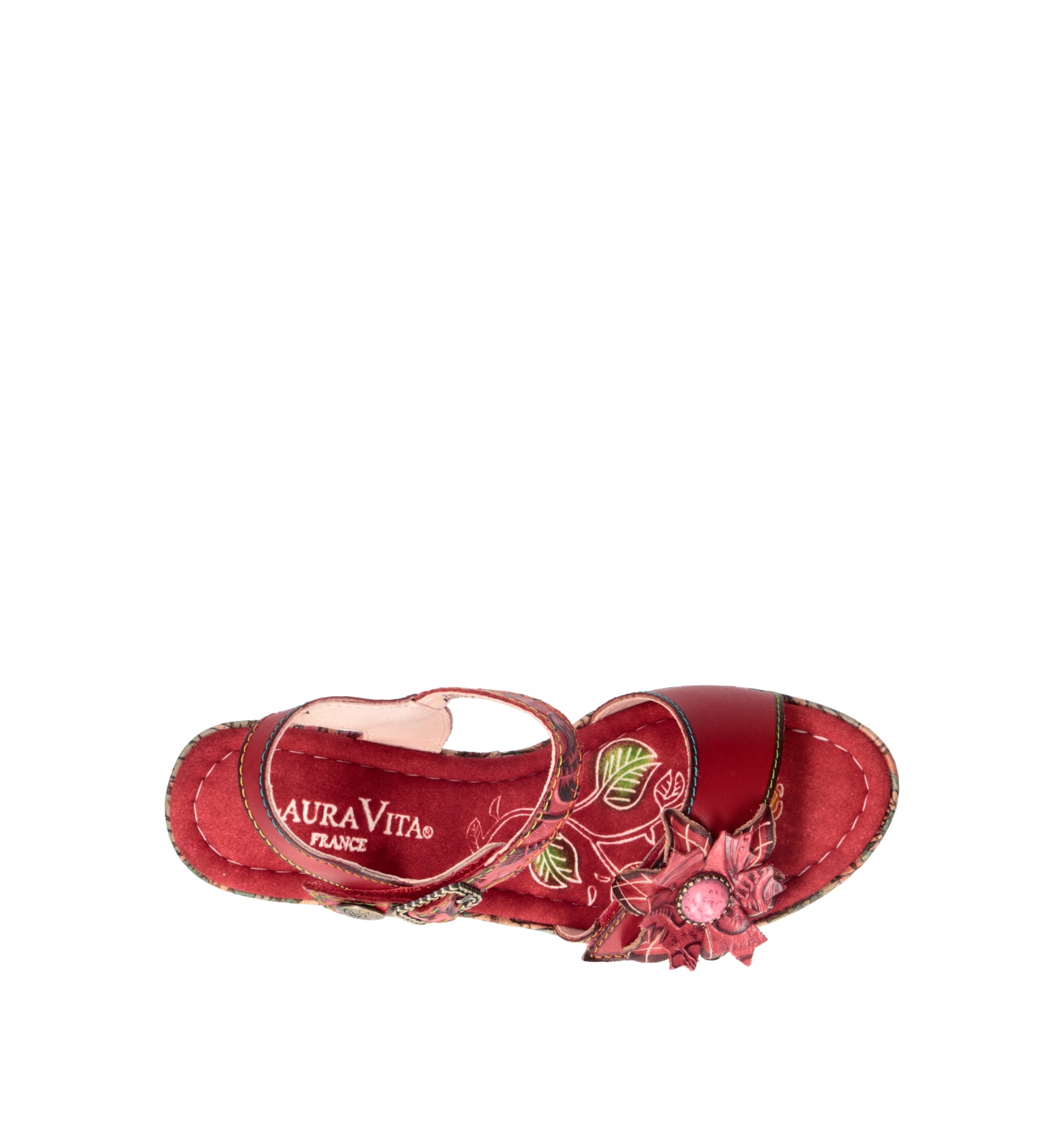 LAURA VITA Sandalo donna rosso/multicolor in pelle
