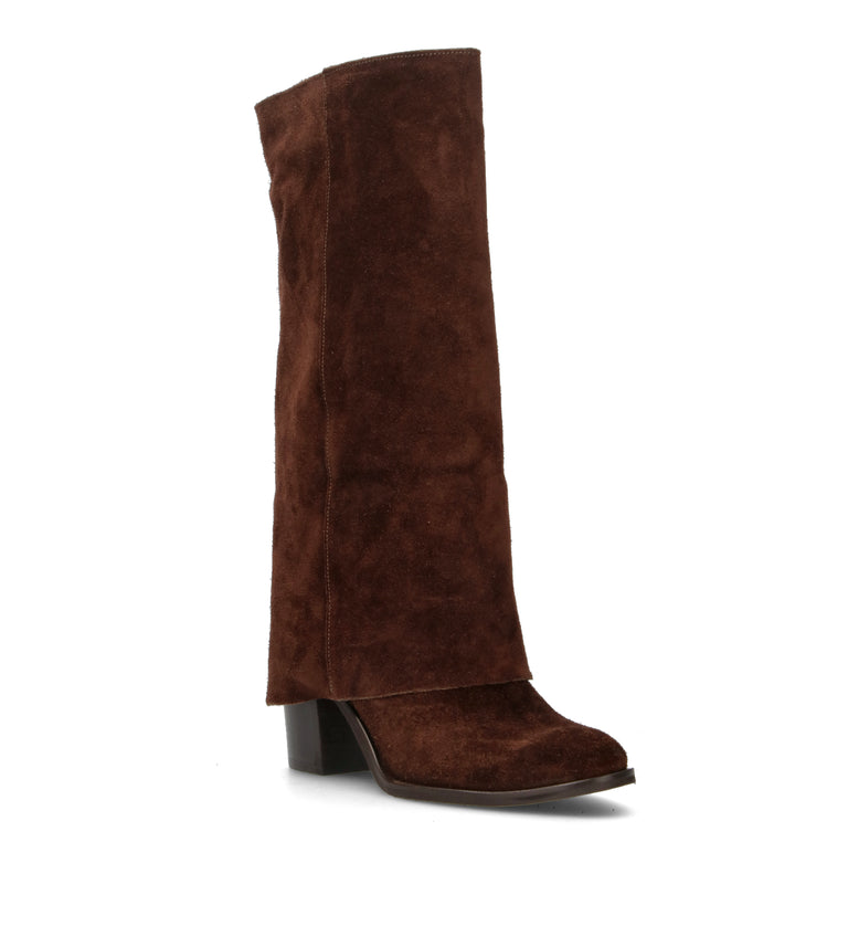 NEROFUMO Stivale donna marrone in suede