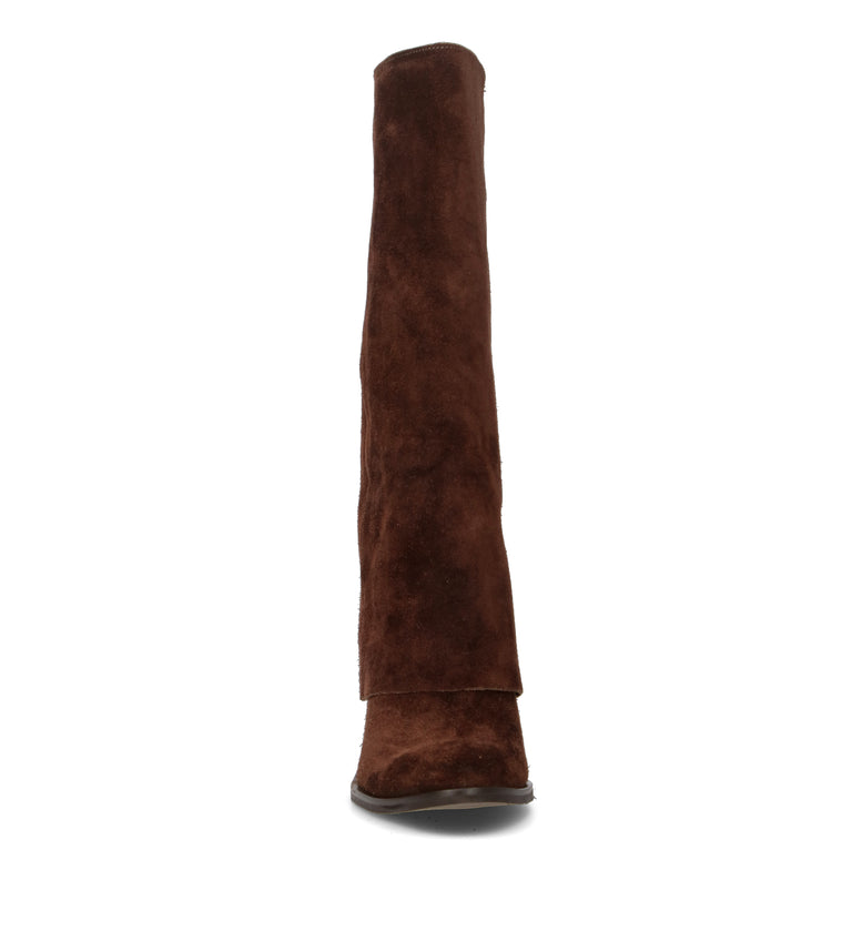 NEROFUMO Stivale donna marrone in suede