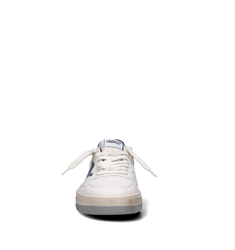 QUATTROBARRADODICI Sneaker uomo bianca/blu in pelle