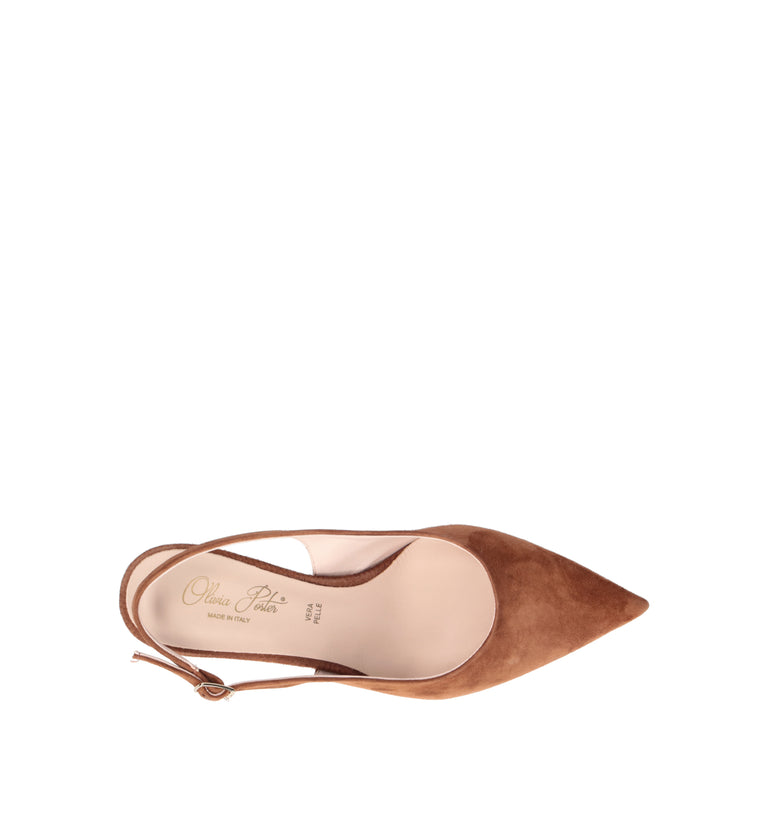 OLIVIA POSTER Slingback donna marrone in suede