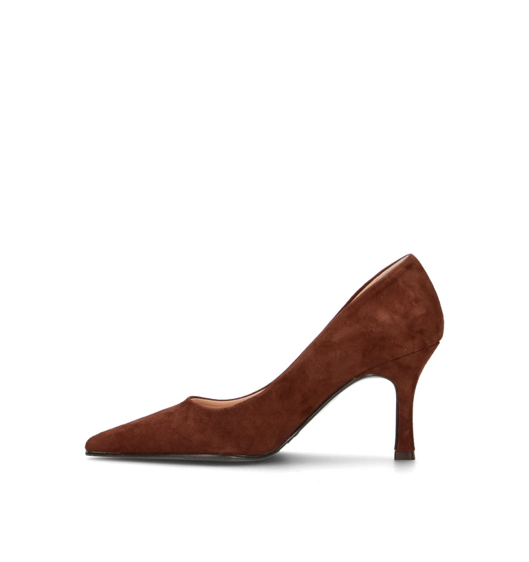 OLIVIA POSTER Décolleté donna marrone in suede