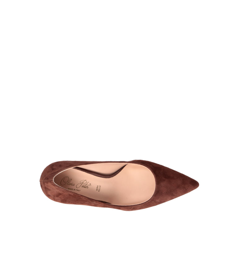 OLIVIA POSTER Décolleté donna marrone in suede