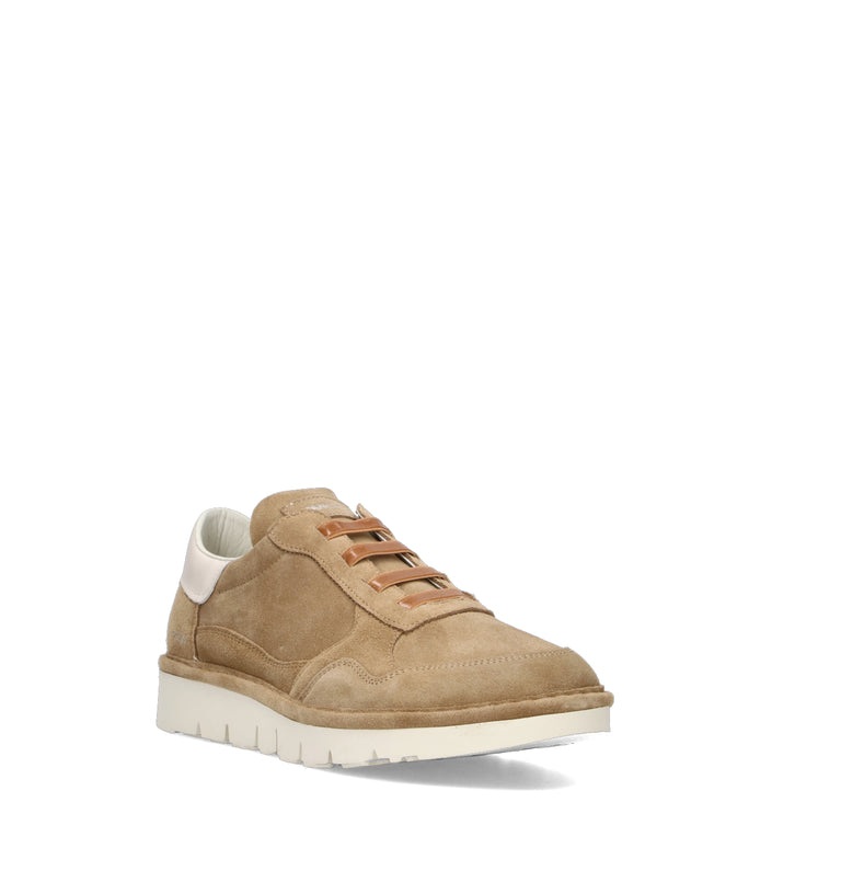 PANCHIC Stringata uomo beige in suede