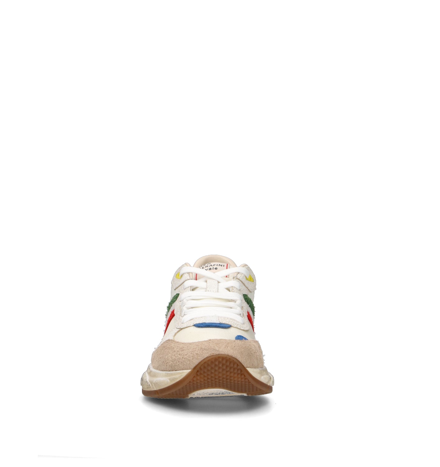 SERAFINI Sneaker uomo bianca in pelle scamosciata e tessuto. Una sneaker dal design sportivo e conte