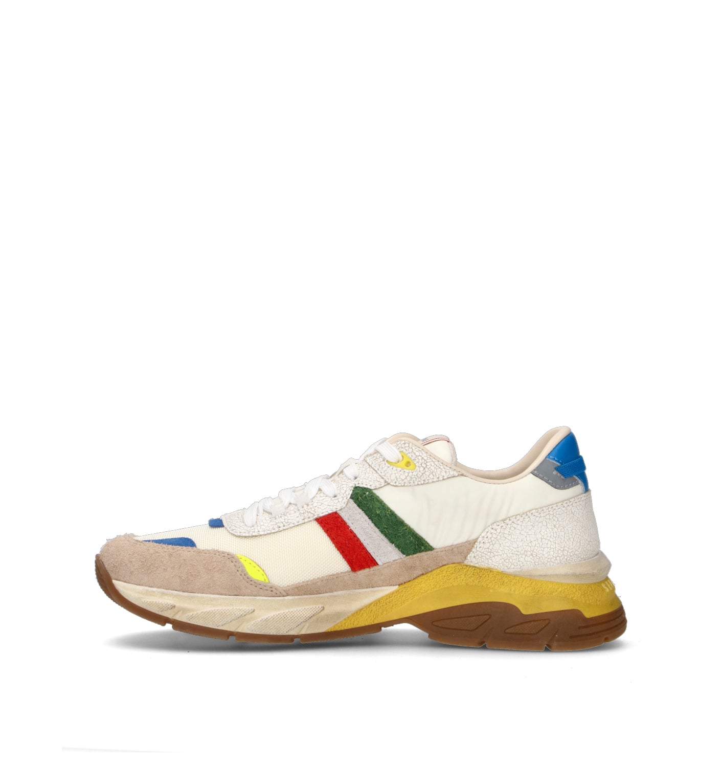 SERAFINI Sneaker uomo bianca in pelle scamosciata e tessuto. Una sneaker dal design sportivo e conte