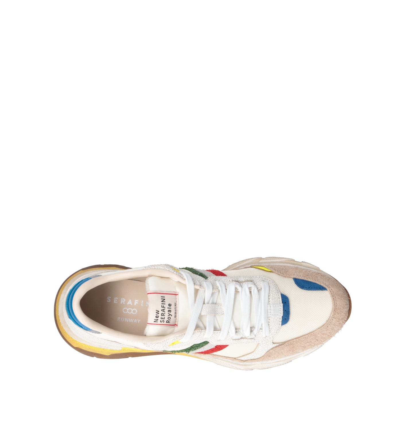 SERAFINI Sneaker uomo bianca in pelle scamosciata e tessuto. Una sneaker dal design sportivo e conte