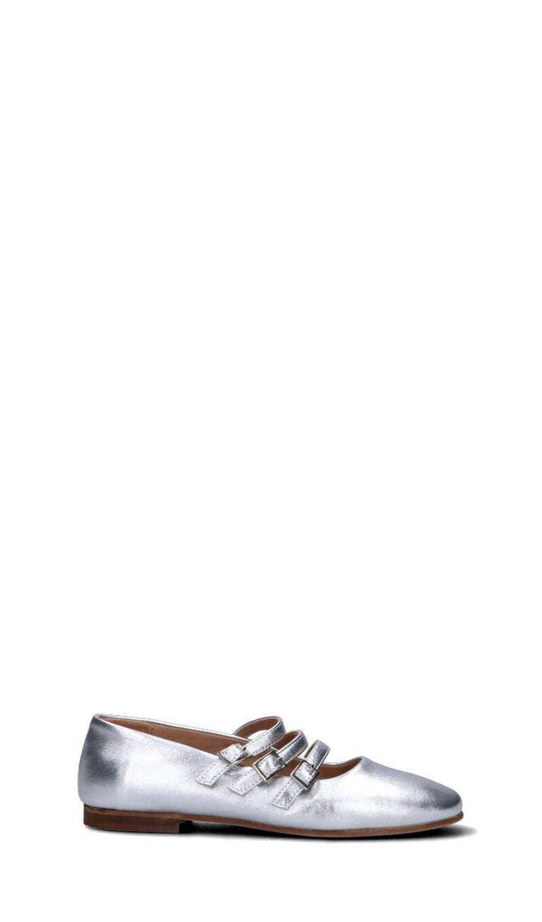 RABARBARO Ballerina donna argento in pelle