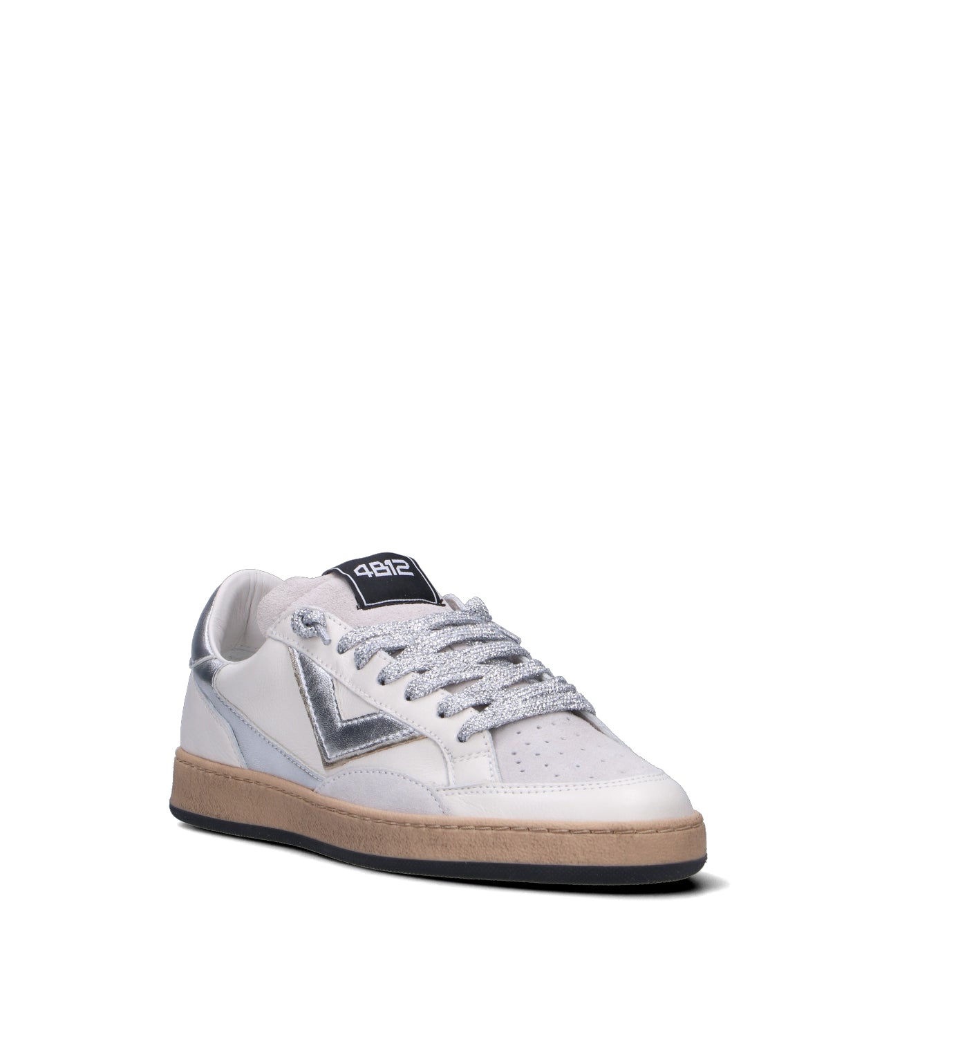 QUATTROBARRADODICI Sneaker donna bianca in pelle