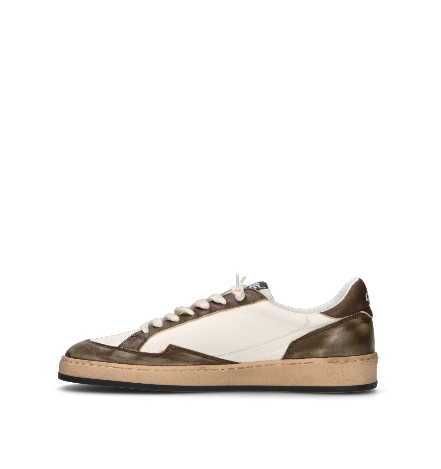 QUATTROBARRADODICI Sneaker uomo bianca/marrone in pelle