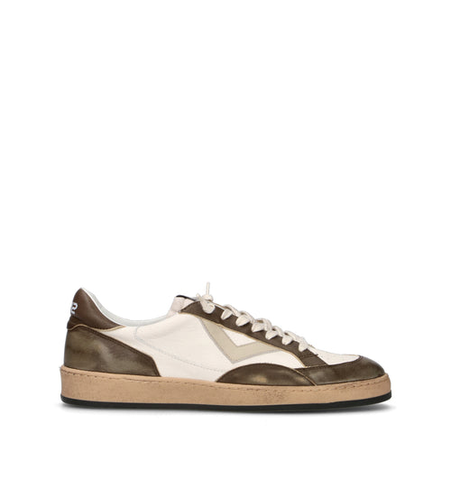 QUATTROBARRADODICI Sneaker uomo bianca/marrone in pelle