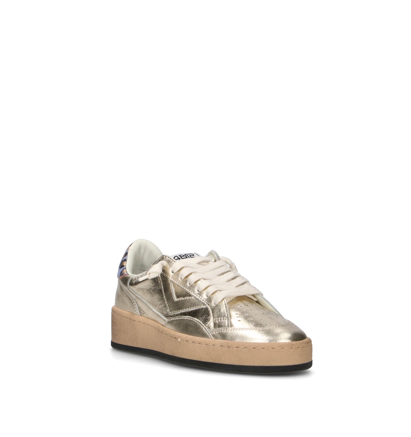 QUATTROBARRADODICI Sneaker donna platino in pelle