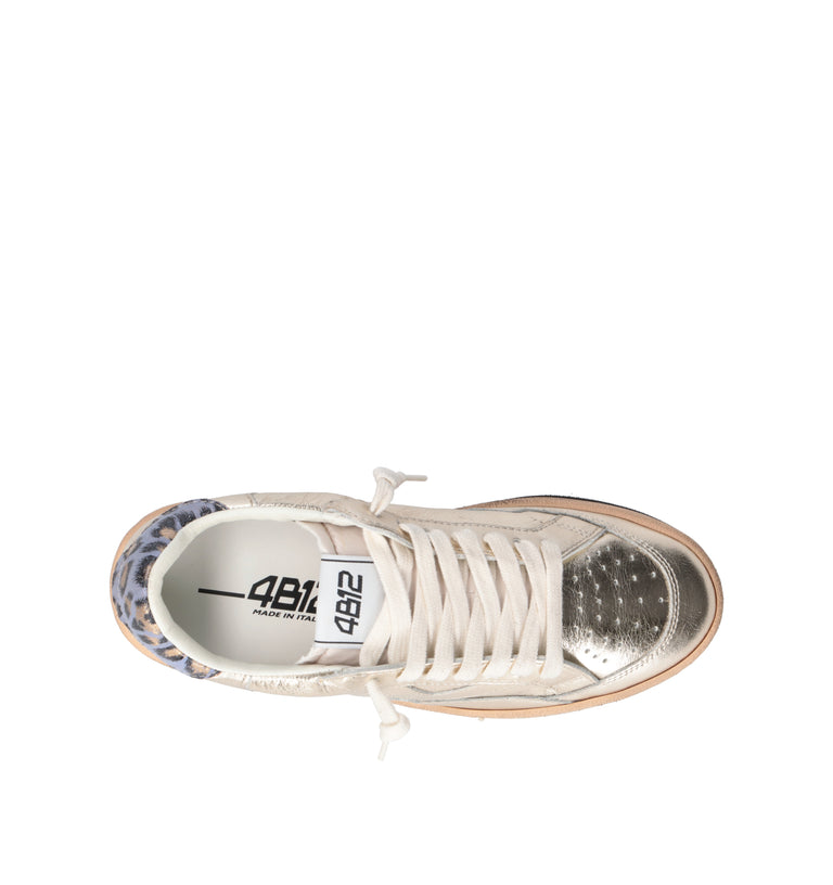 QUATTROBARRADODICI Sneaker donna platino in pelle