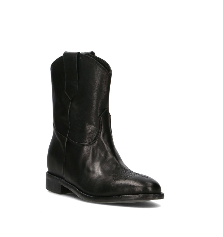 PHIL MELVIS Tronchetto donna nero in pelle