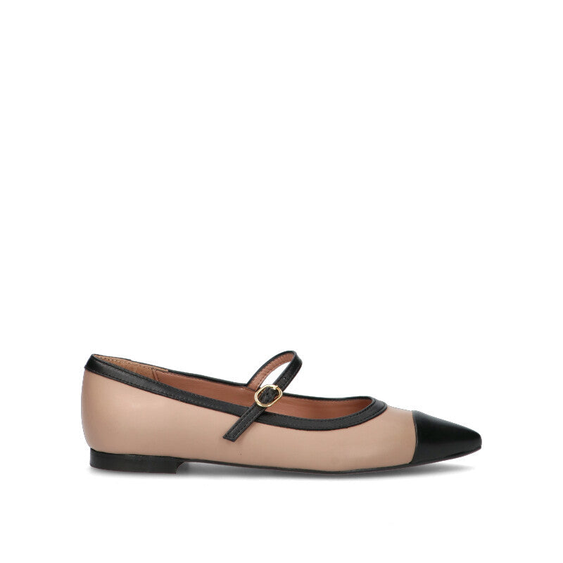 PHIL MELVIS Ballerina donna beige/nera in pelle