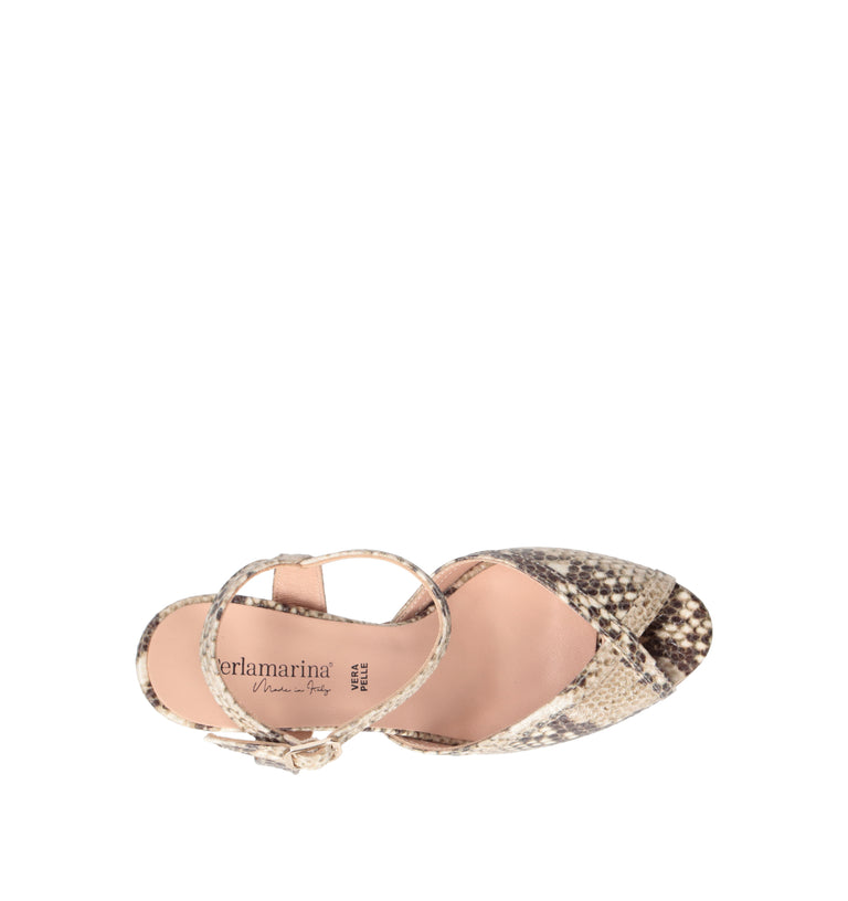 PERLAMARINA Sandalo donna beige/nero
