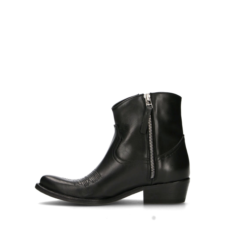 PHIL MELVIS Tronchetto donna nero in pelle