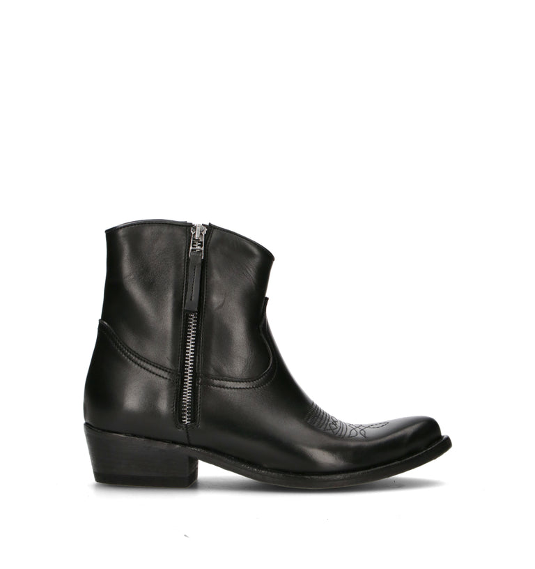 PHIL MELVIS Tronchetto donna nero in pelle