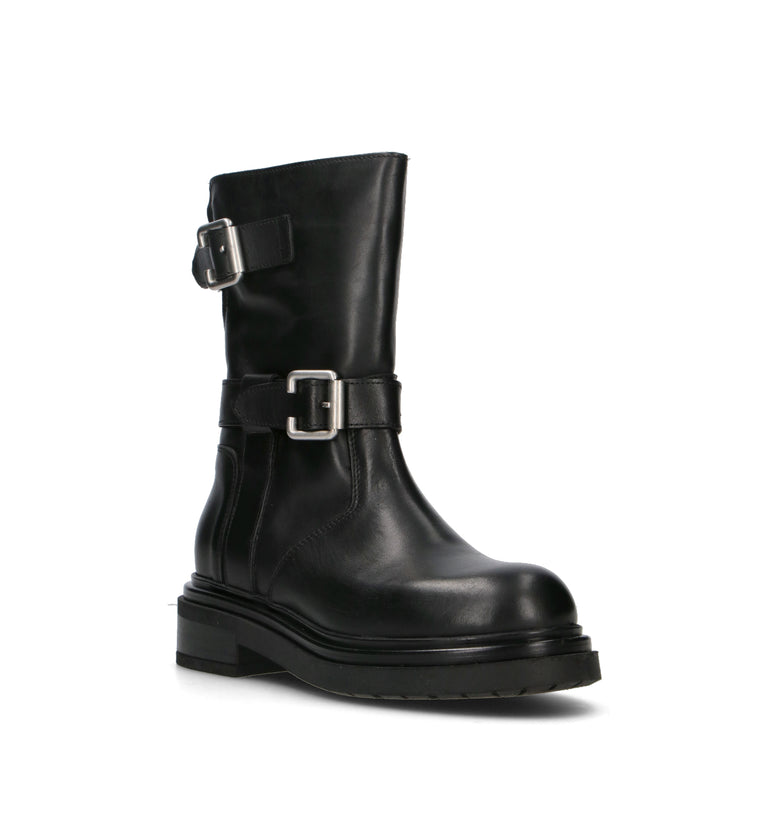 PHIL MELVIS Tronchetto donna nero in pelle