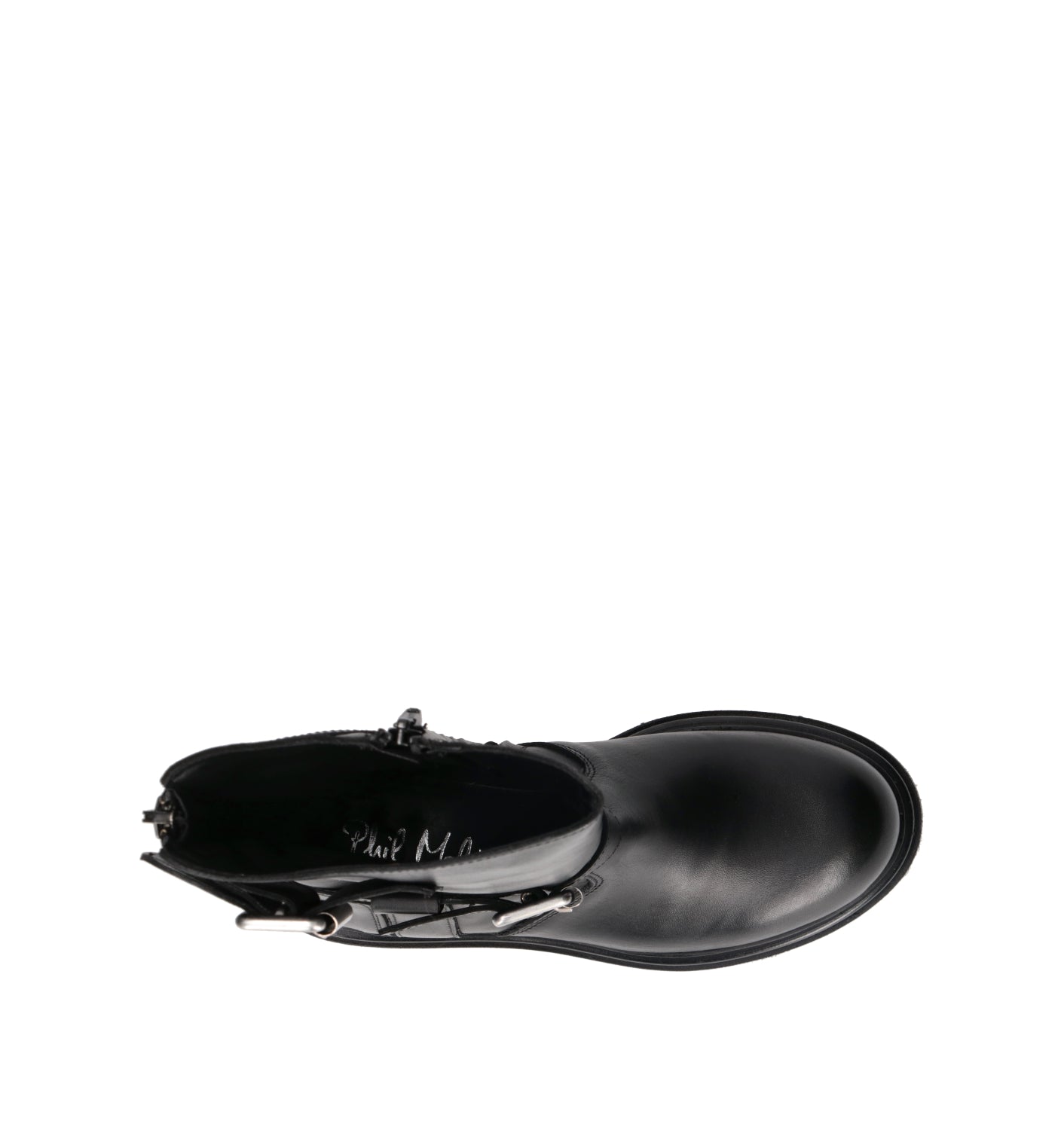 PHIL MELVIS Tronchetto donna nero in pelle