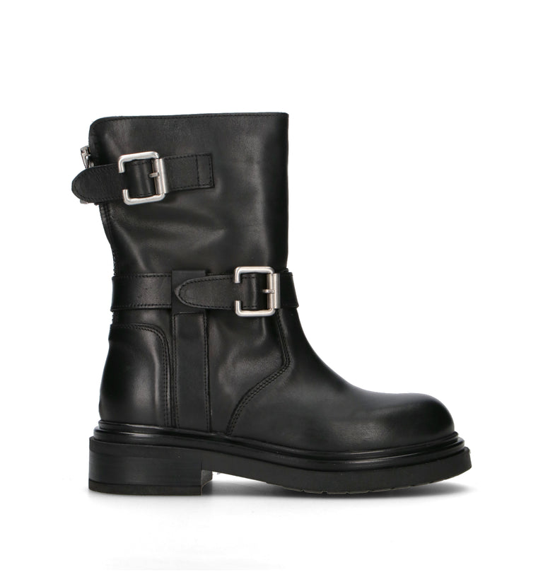 PHIL MELVIS Tronchetto donna nero in pelle