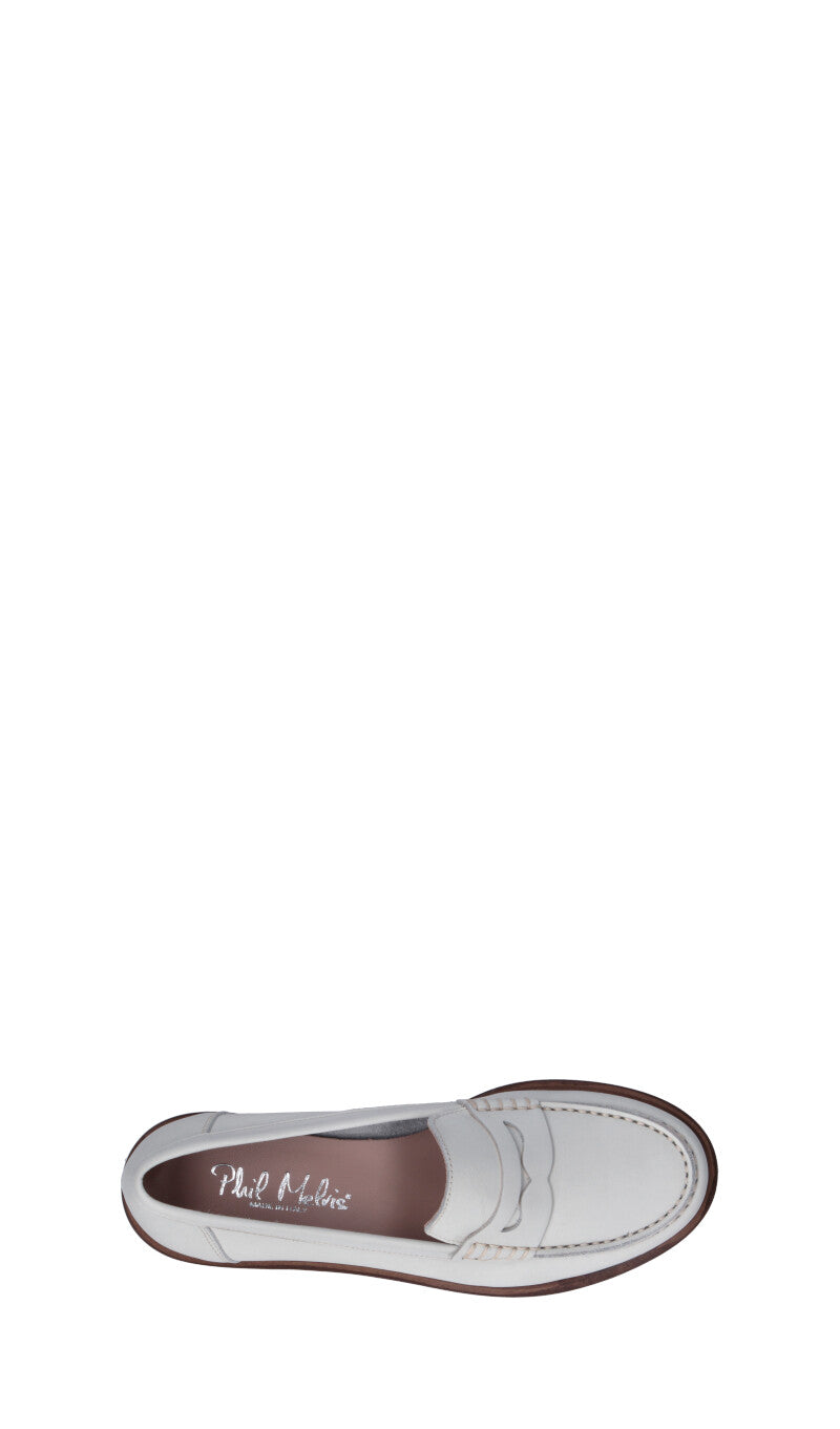 PHIL MELVIS Mocassino donna bianco in pelle