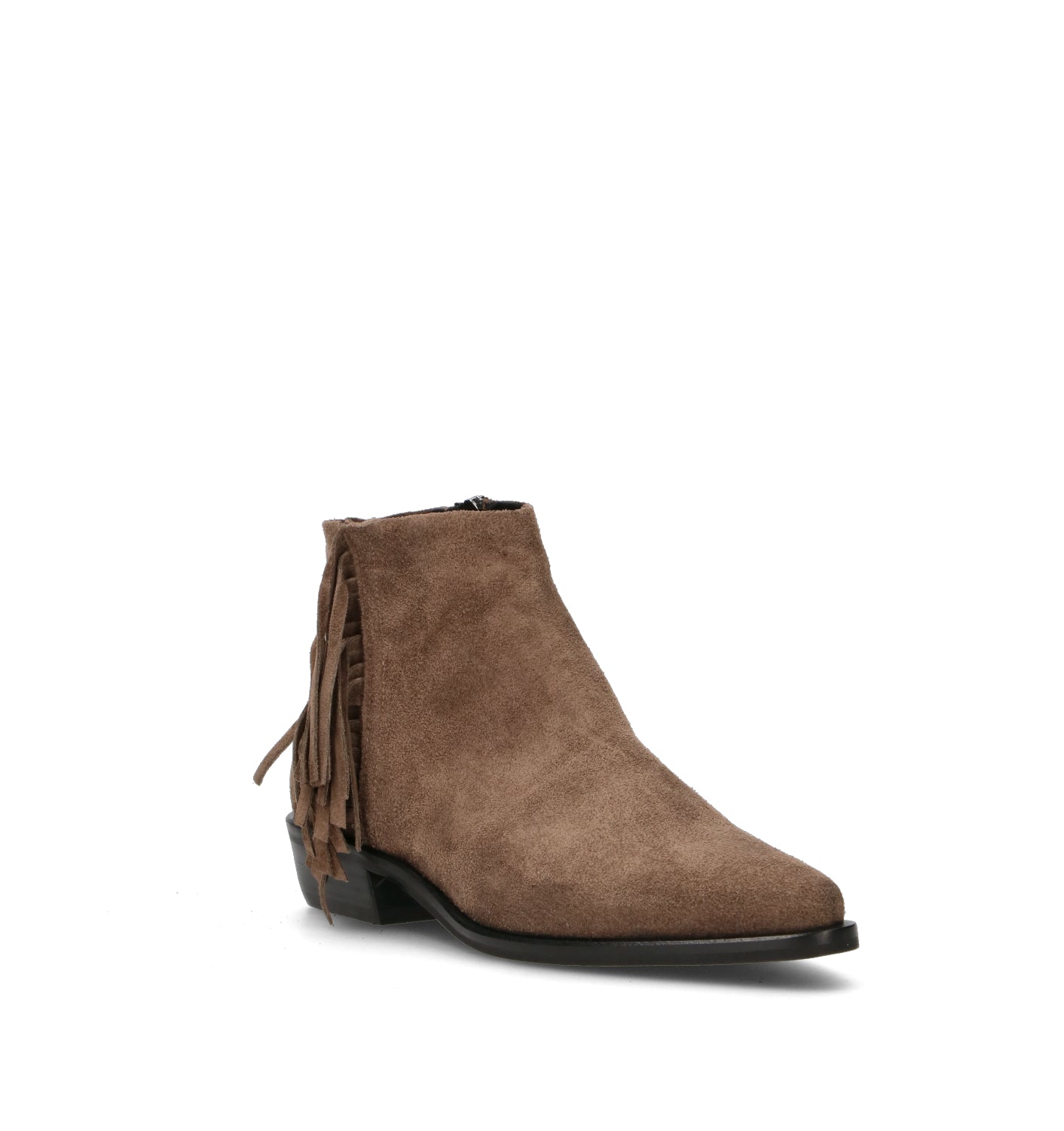 PHIL MELVIS Tronchetto donna taupe in suede con frange