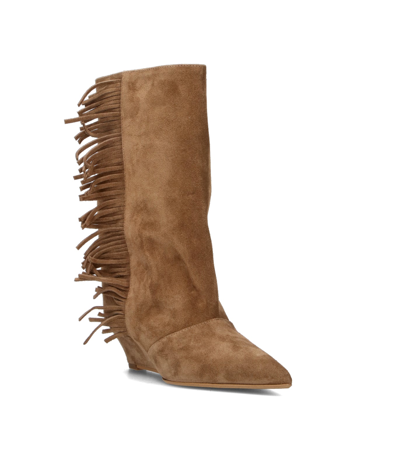 PHIL MELVIS Stivale donna sabbia in suede con frange