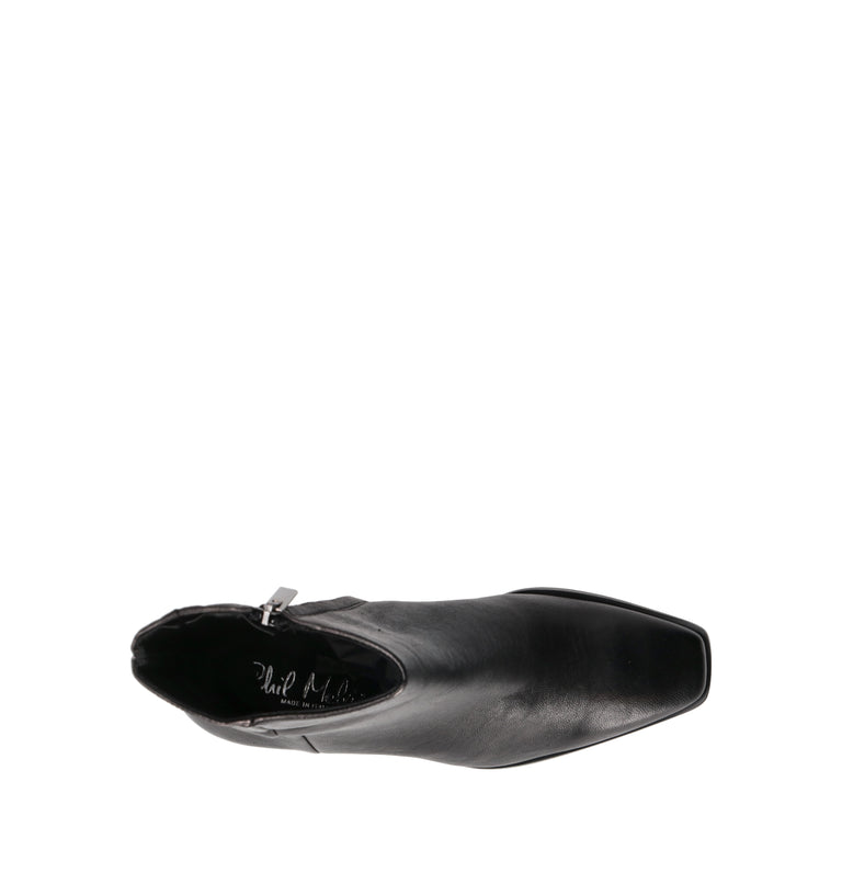 PHIL MELVIS Tronchetto donna nero in pelle
