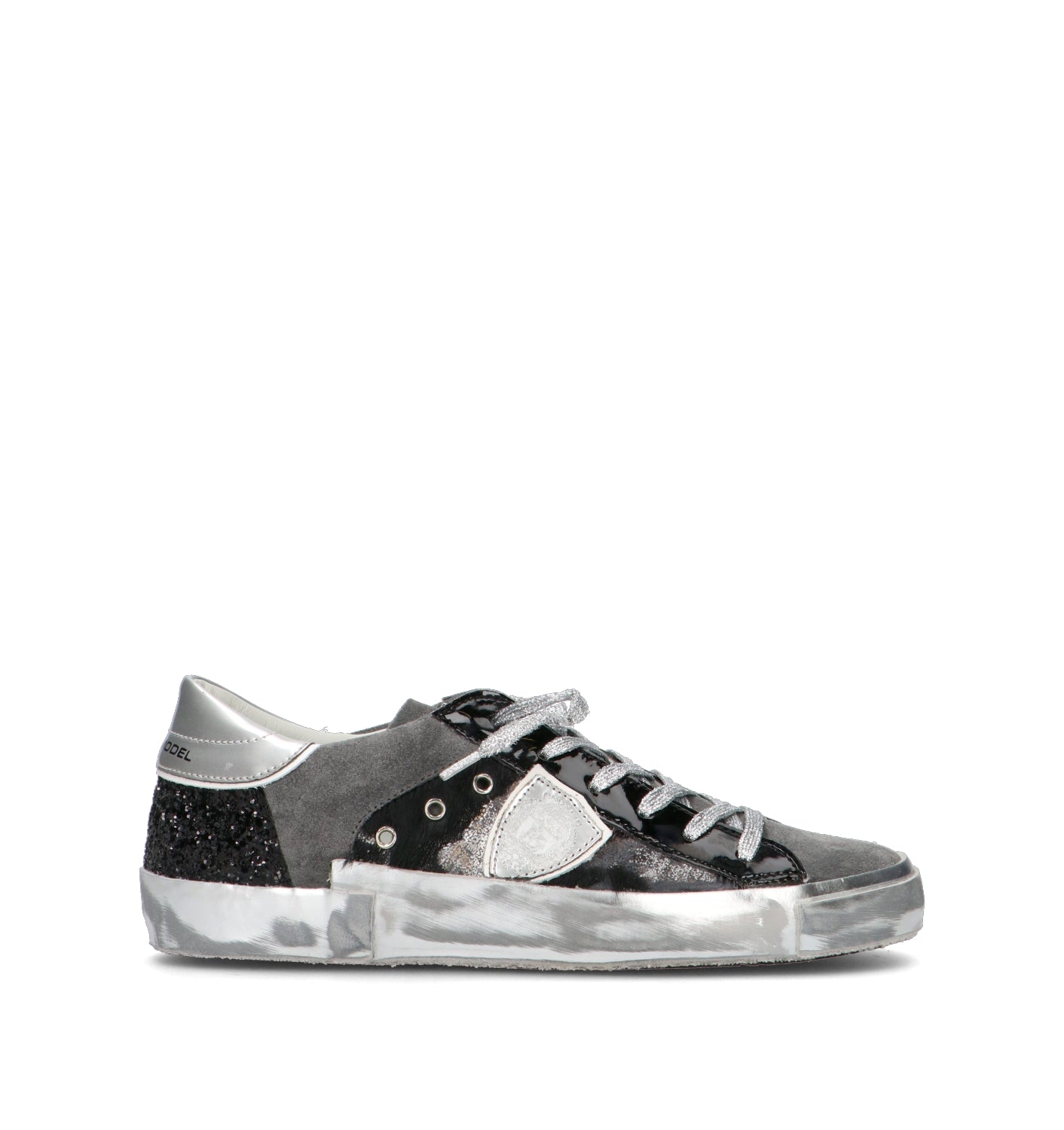 PHILIPPE MODEL Sneaker donna nera/argento in suede