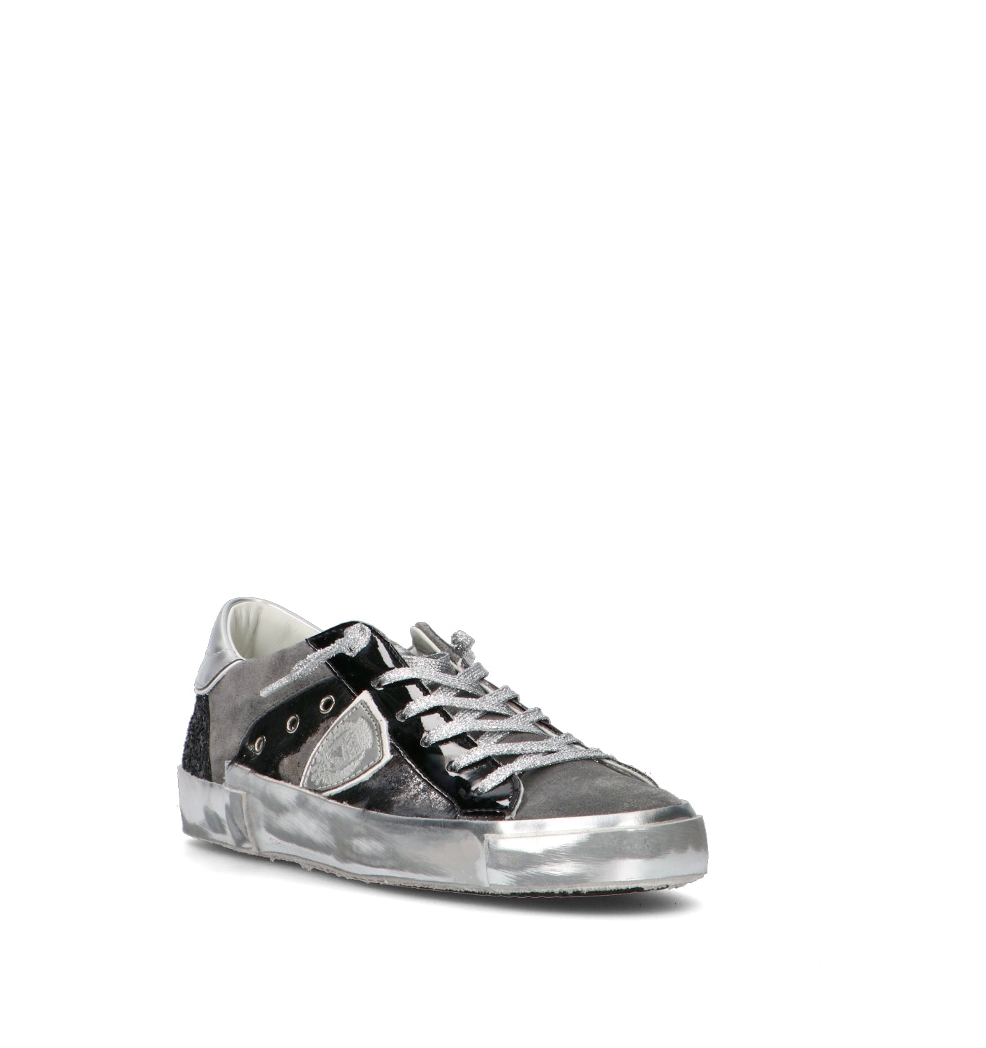 PHILIPPE MODEL Sneaker donna nera/argento in suede
