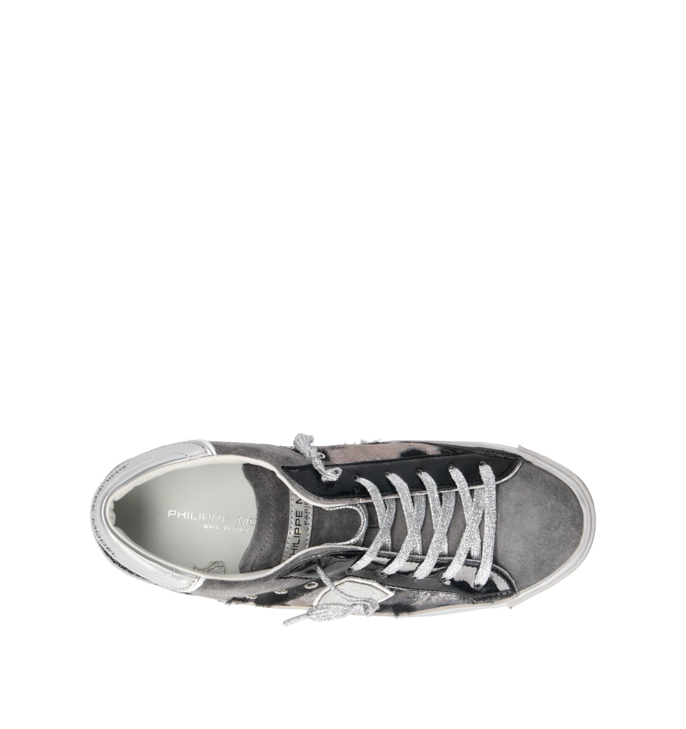 PHILIPPE MODEL Sneaker donna nera/argento in suede