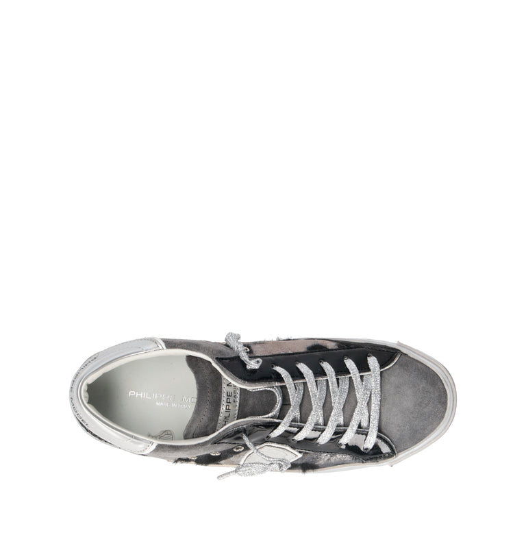PHILIPPE MODEL Sneaker donna nera/argento in suede