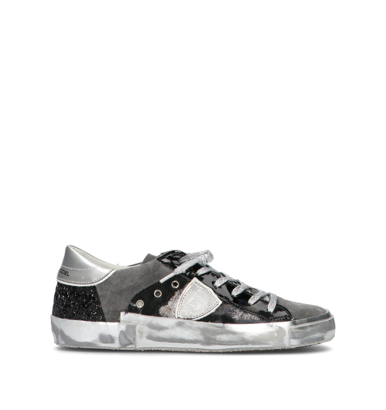 PHILIPPE MODEL Sneaker donna nera/argento in suede