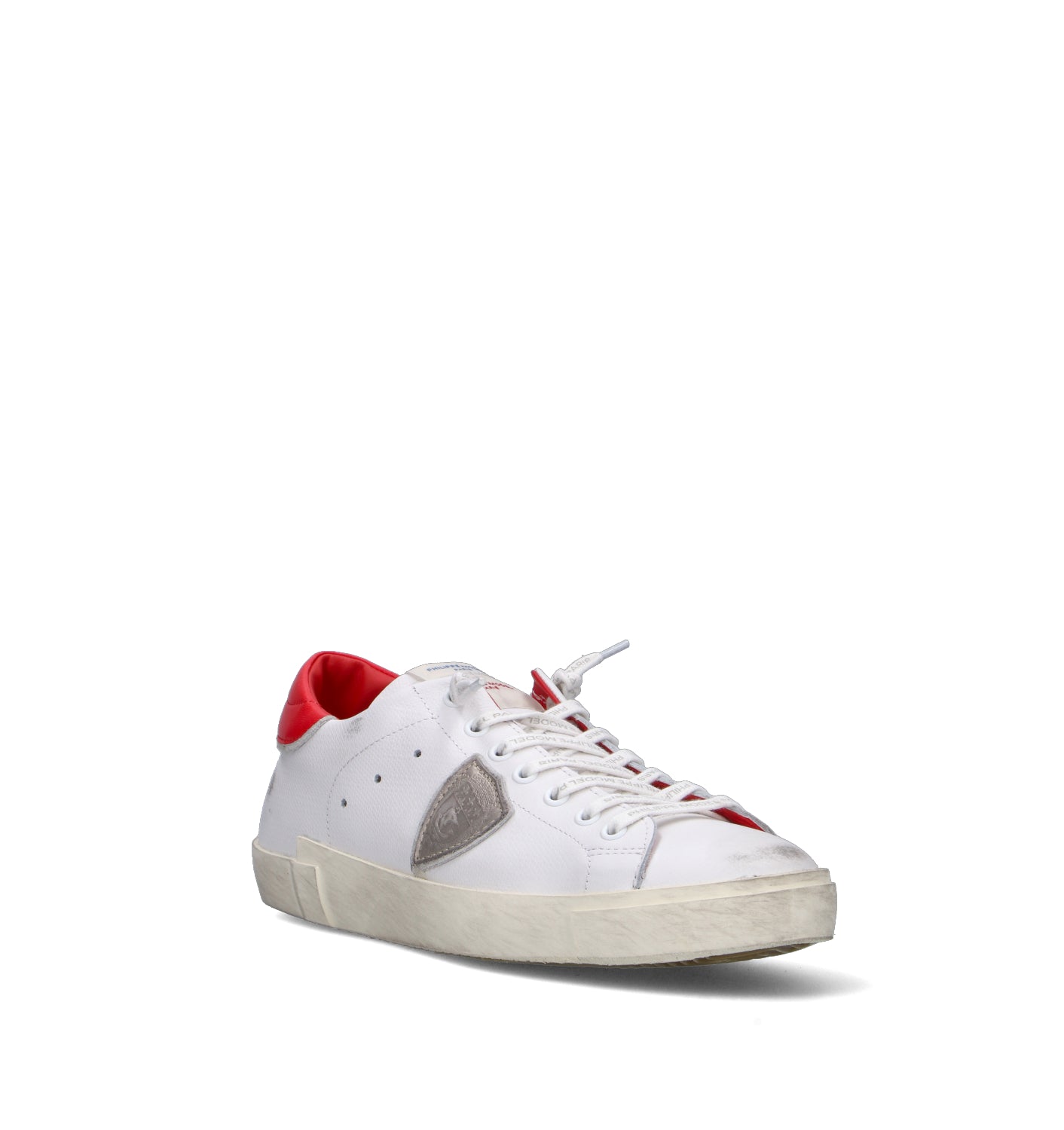 PHILIPPE MODEL Sneaker uomo bianca/rossa in pelle