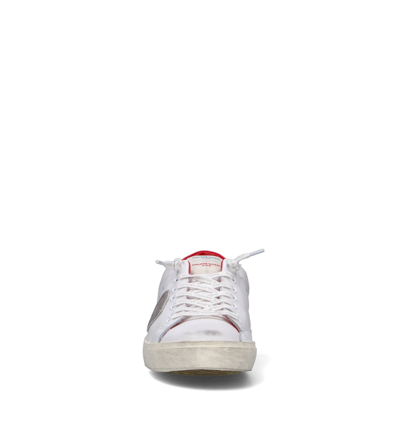 PHILIPPE MODEL Sneaker uomo bianca/rossa in pelle