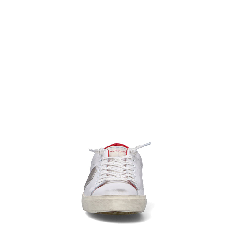 PHILIPPE MODEL Sneaker uomo bianca/rossa in pelle